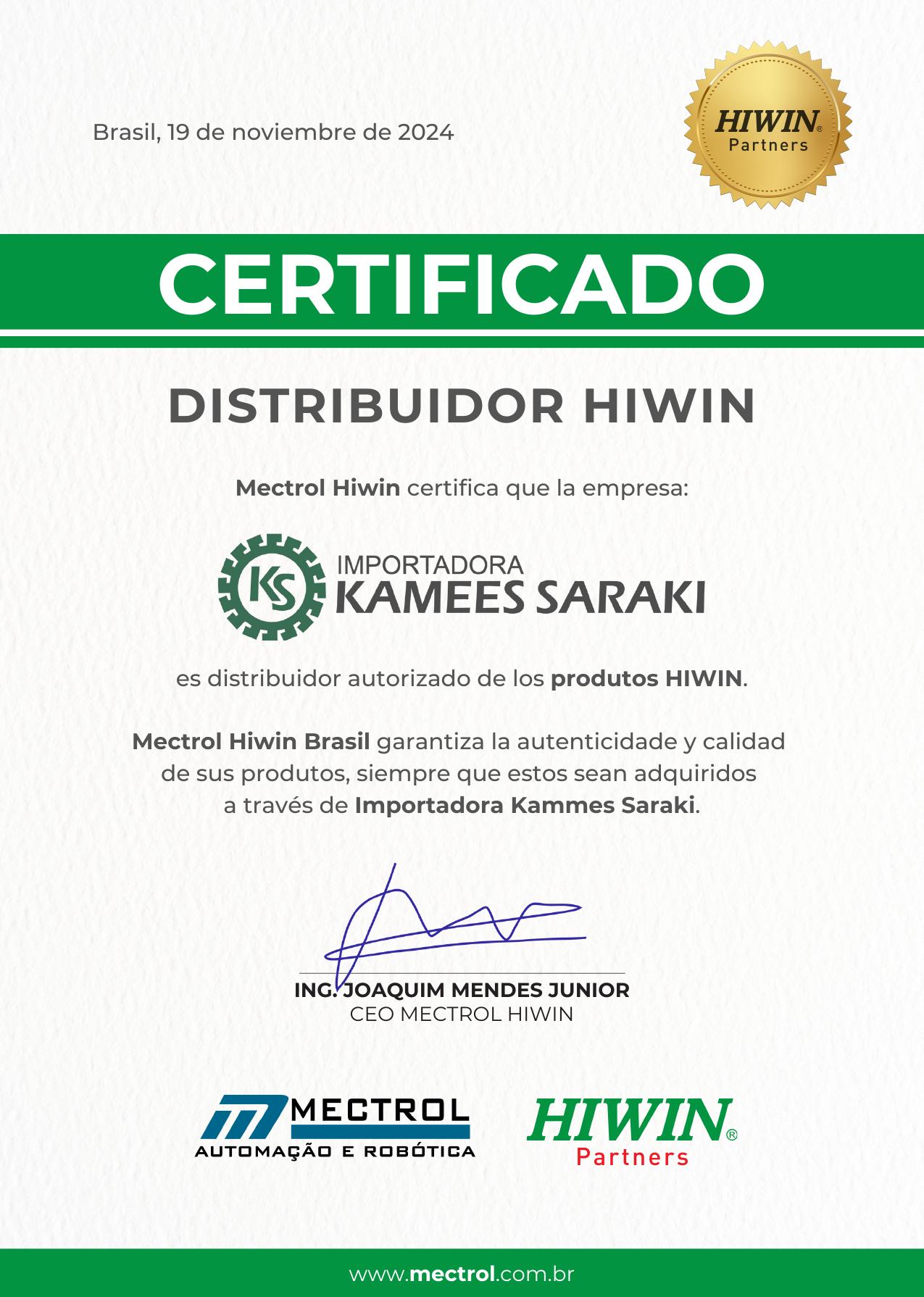Certificado HIWIN